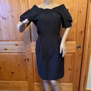 Thakoon LBD Dress Size 6 Black Silk Blend Textured Off Shoulder Cocktail Event